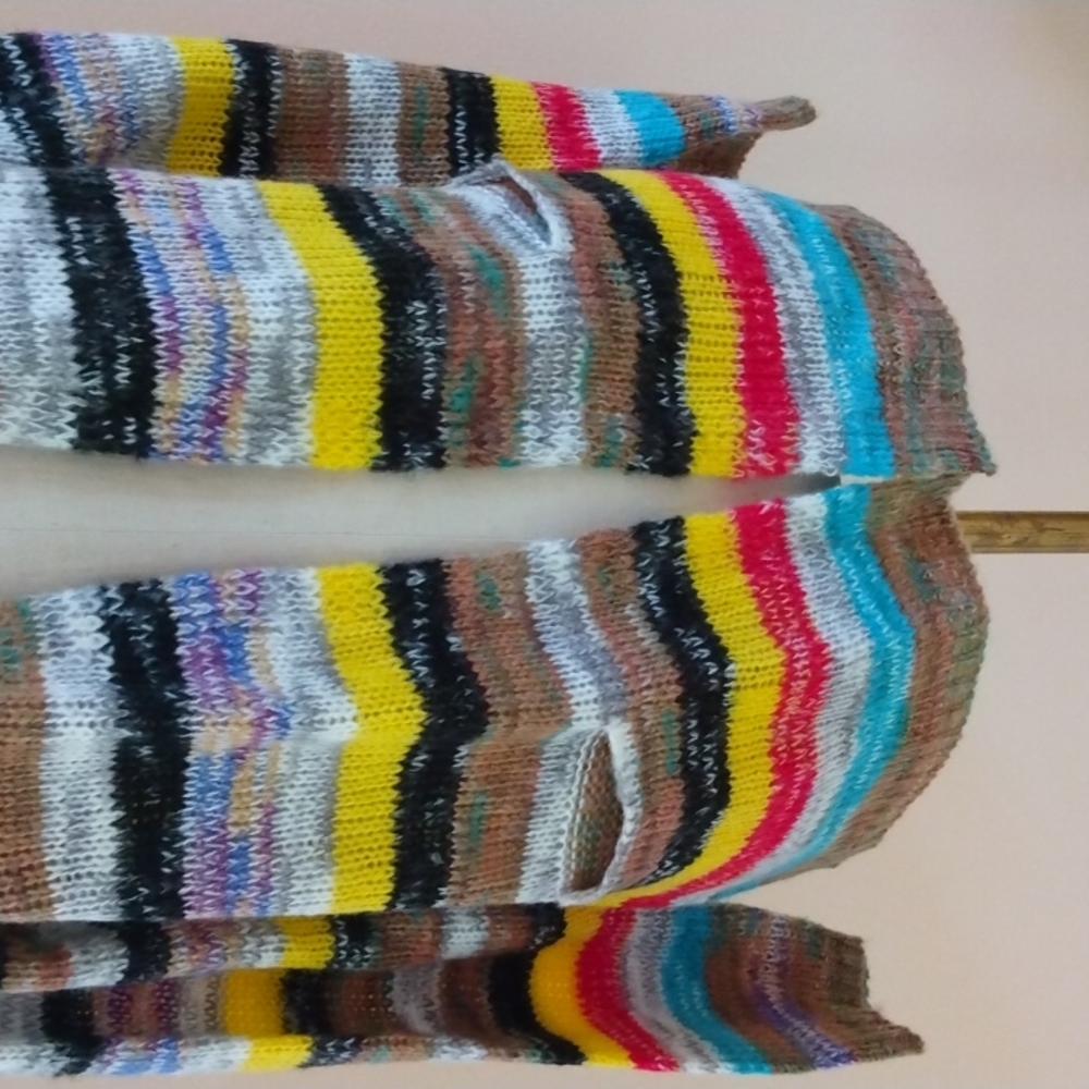 Noracora  Colorful Open Front Knit Sweater. - Picture 3 of 10